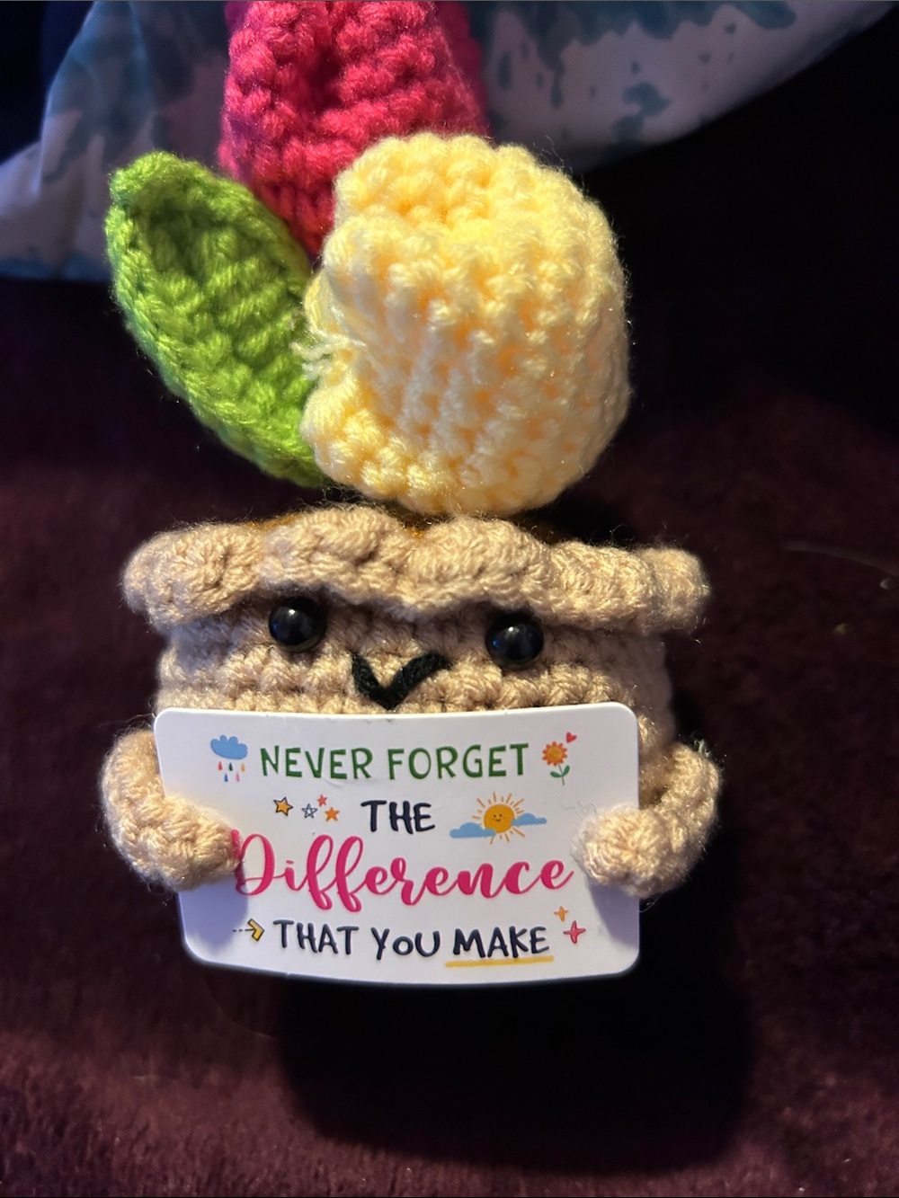 Handcrafted Crochet Tulip Pot Plush - Yellow & Pink